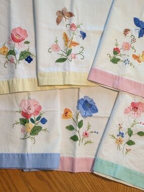 Set of 8 Vintage Cotton Tea Towels